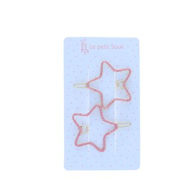 Lot de 2 barrettes étoiles roses