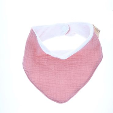 Bavoir bandana gaze de coton rose pâle 