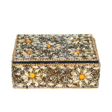 Boite indienne rectangulaire doré