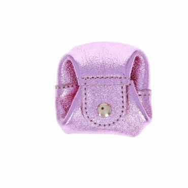 Bourse en cuir rose pailleté