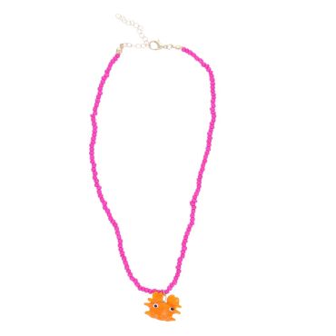 collier perles fushia crabe