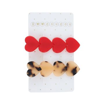 lot barrettes cheveux coeurs et léopard