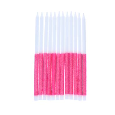 Lot de 12 bougies anniversaire rose