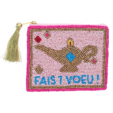 porte monnaie perles rose "fais un voeu!" 