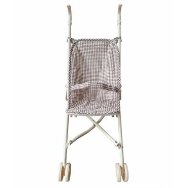 poussette pour poupées tissu vichy marron