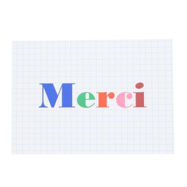 carte de voeux multicolore Merci