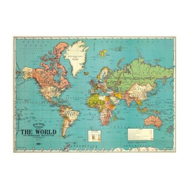 affiche mappemonde vintage letterbox