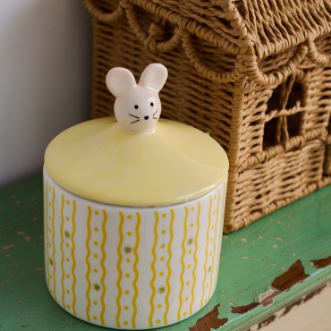 Boîte en céramique jaune souris - Petites Souris