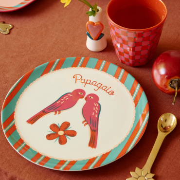 assiette en mélamine perroquets papagaio