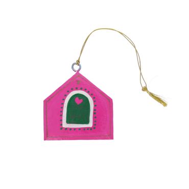 boule de noël maison rose