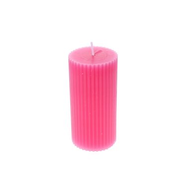 petite bougie striée rose fuchsia