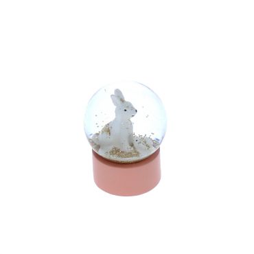 Boule à neige lapin blanc paillettes