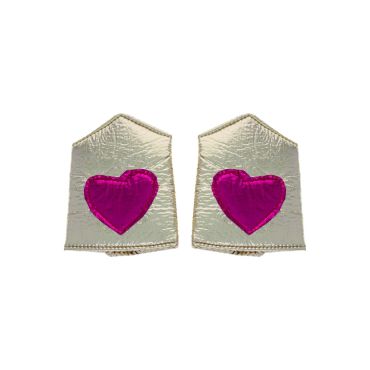 manchettes super heroine coeur rose doré