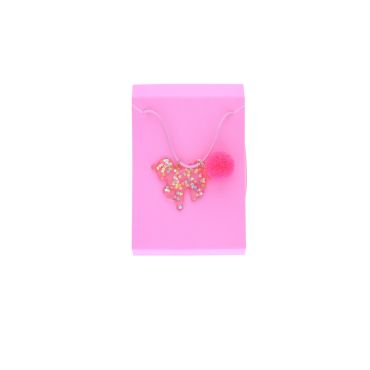 collier licorne pompon rose