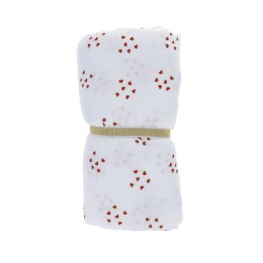 lange en coton blanc à coeurs