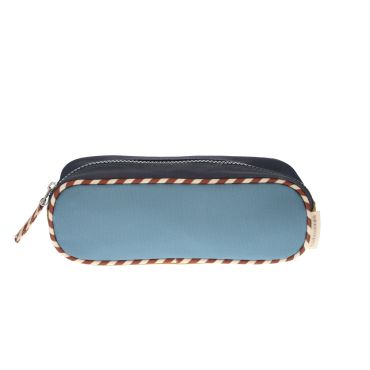 trousse color block bleu et marron
