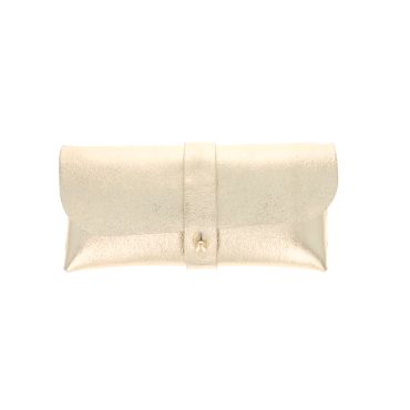 Etui à lunettes cuir irisé platine