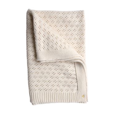 couverture en tricot pointelle ivoire
