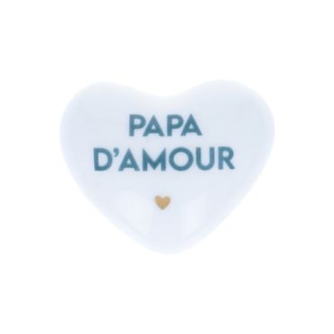 coeur porcelaine papa d'amour bleu