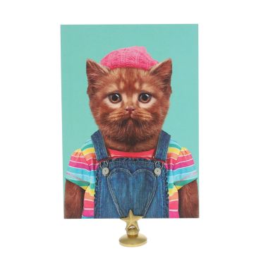 Carte chat en salopette