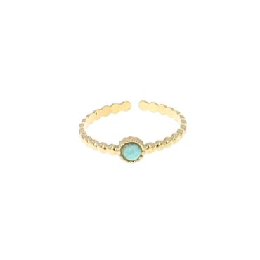 Bague dorée pierre calcedoine aqua