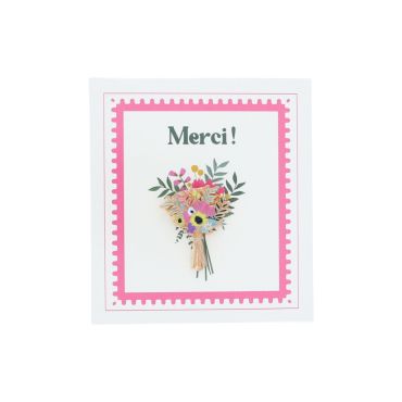 pin's femme bouquet de fleurs Merci