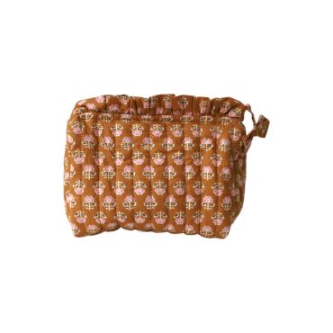 petite trousse de toilette block print curry