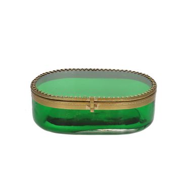 boite verte en laiton et verre