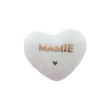 coeur céramique blanc et doré mamie