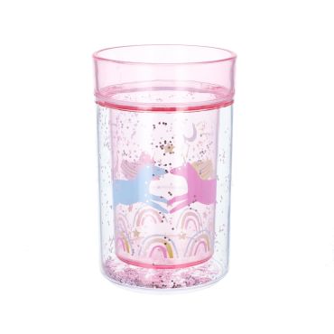 verre à paillettes rose licorne enfant