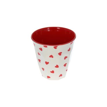 petit verre melamine coeurs rouge