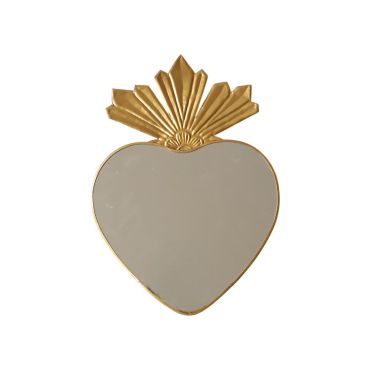 miroir coeur coiffe dorée