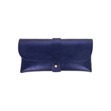 etui à lunette en cuir bleu nuit