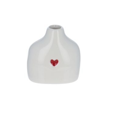 soliflore en céramique blanche coeur rouge