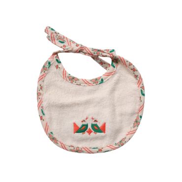 petit bavoir rond fleuri rose