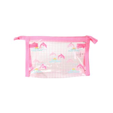 trousse transparente rose dauphins
