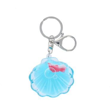 porte-clés coquillage et dauphin à paillettes liquides
