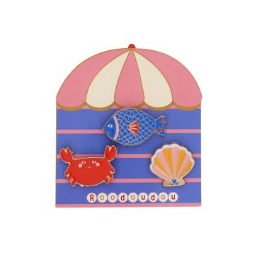 lot de 3 pin's coquille crabe poisson