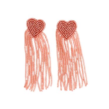 boucles d'oreilles coeurs rose perles