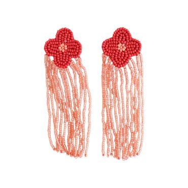 boucles d'oreilles fleur rouge et rose