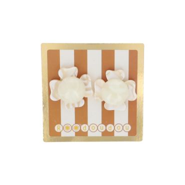 boucles d'oreilles fleurs écru