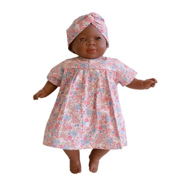 Poupée Rosie robe fleurie bleu et rose