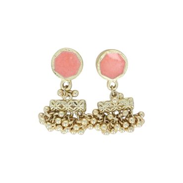 boucles d'oreilles corail et dorées