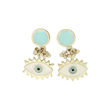 Boucles d'oreilles dorées et œil protecteur