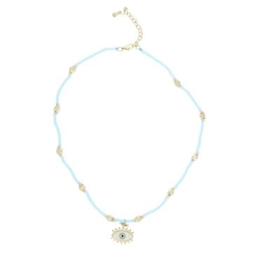 Collier doré et bleu œil protecteur