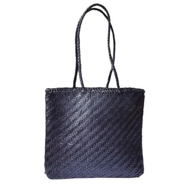 sac en cuir tressé bleu