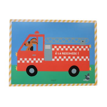 affiche enfant camion pompier croquette