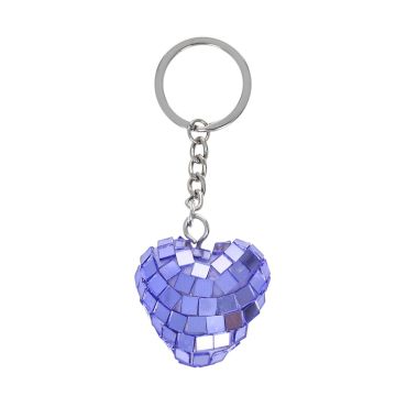 porte-cle coeur à facettes violet