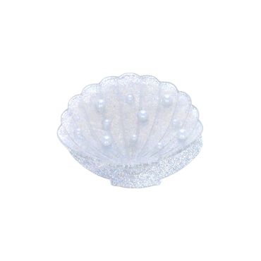 pince à cheveux à paillettes coquillage argent