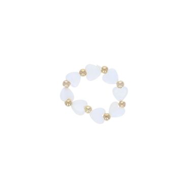 bague perles coeurs nacrées blancs